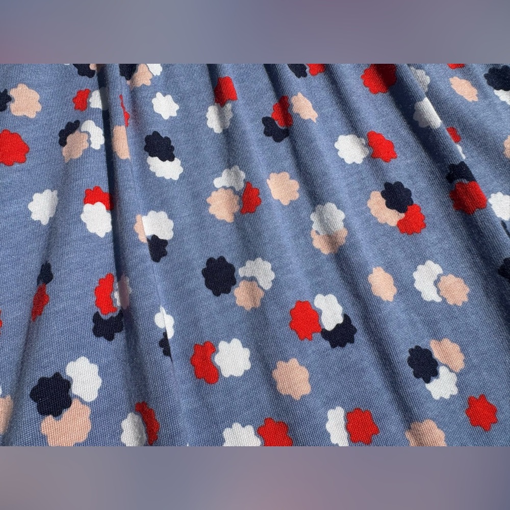 Boden Emory Jersey Polka Dot Periwinkle Blue, Red & White Knee Length Dress Sz 8 - Picture 8 of 11